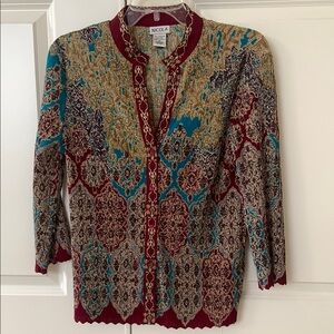 NICOLA Red and Gold Patterned Women's Blouse